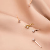 925 Silver Crystal Stud Earrings Romantic Mini Design for Women