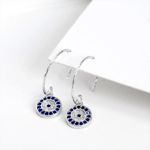 925 Silver Evil Eye Hook Earrings Crystal Studs Girl Jewelry