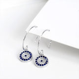 925 Silver Evil Eye Hook Earrings Crystal Studs Girl Jewelry