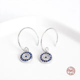 925 Silver Evil Eye Hook Earrings Crystal Studs Girl Jewelry