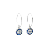 925 Silver Evil Eye Hook Earrings Crystal Studs Girl Jewelry