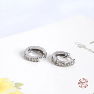 925 Silver Row Earrings Women Hoop Ear Buckle Fine Jewelry Ornaments