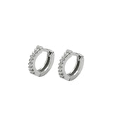 925 Silver Row Earrings Women Hoop Ear Buckle Fine Jewelry Ornaments