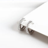925 Silver Row Earrings Women Hoop Ear Buckle Fine Jewelry Ornaments
