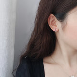 925 Silver Row Earrings Women Hoop Ear Buckle Fine Jewelry Ornaments