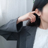 925 Silver Semicircle Curved Earrings Retro Ear Studs