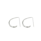 925 Silver Semicircle Curved Earrings Retro Ear Studs