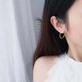 925 Silver Semicircle Curved Earrings Retro Ear Studs
