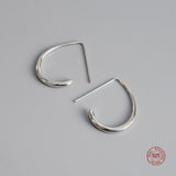 925 Silver Semicircle Curved Earrings Retro Ear Studs