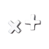 925 Silver Glossy Cross Stud Earrings for Women Girls