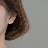 925 Silver Glossy Cross Stud Earrings for Women Girls