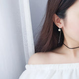 925 Silver Cube Crystal Earrings Tassel Ear Studs Long Dangle