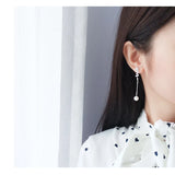 925 Silver Pearl Tassels Earrings Woman Jewelry Party Ear Studs