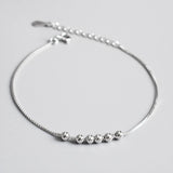 925 Sterling Silver Geometry Silver Beads Box Chain Bracelet for Women Girls