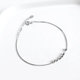 925 Sterling Silver Geometry Silver Beads Box Chain Bracelet for Women Girls