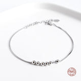 925 Sterling Silver Geometry Silver Beads Box Chain Bracelet for Women Girls