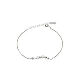 925 Sterling Silver Geometry Silver Beads Box Chain Bracelet for Women Girls