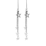 925 Sterling Silver Stars Tassels Earrings Women Dangle Earrings