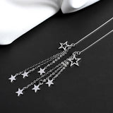 925 Sterling Silver Stars Tassels Earrings Women Dangle Earrings