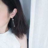 925 Sterling Silver Stars Tassels Earrings Women Dangle Earrings
