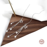 925 Sterling Silver Stars Tassels Earrings Women Dangle Earrings