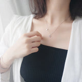 925 Silver Hollow Clover Necklace Crystal Pendant for Women