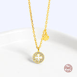 925 Silver Hollow Clover Necklace Crystal Pendant for Women