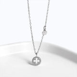925 Silver Hollow Clover Necklace Crystal Pendant for Women