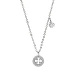 925 Silver Hollow Clover Necklace Crystal Pendant for Women