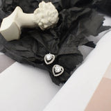 925 Silver Crystal Love Heart Stud Earrings Romantic Wedding Jewelry