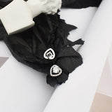 925 Silver Crystal Love Heart Stud Earrings Romantic Wedding Jewelry