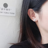 925 Silver Crystal Love Heart Stud Earrings Romantic Wedding Jewelry