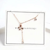 925 Silver Zircon Butterfly Tassel Necklace Silver and Rose Gold Chain