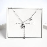 925 Silver Zircon Butterfly Tassel Necklace Silver and Rose Gold Chain