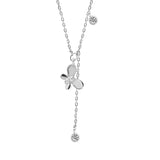 925 Silver Zircon Butterfly Tassel Necklace Silver and Rose Gold Chain
