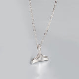 Real 925 Sterling Silver Whale Tail Charm Necklace Mermaid Tail Pendant