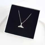 Real 925 Sterling Silver Whale Tail Charm Necklace Mermaid Tail Pendant