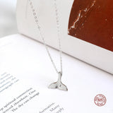 Real 925 Sterling Silver Whale Tail Charm Necklace Mermaid Tail Pendant