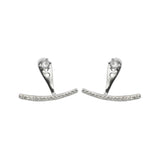 S925 Half Arc-Shape Zircon Crystal Stud Earrings