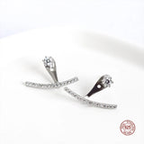 S925 Half Arc-Shape Zircon Crystal Stud Earrings