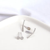 S925 Half Arc-Shape Zircon Crystal Stud Earrings