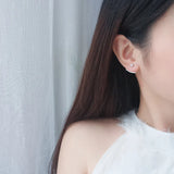 S925 Half Arc-Shape Zircon Crystal Stud Earrings