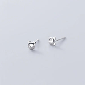 Sterling Silver Small Bear Stud Earrings for Women Girls