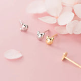 Sterling Silver Small Bear Stud Earrings for Women Girls