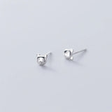 Sterling Silver Small Bear Stud Earrings for Women Girls