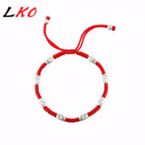 S925 Silver Red Rope Bracelet Lucky Charm for Men&Women