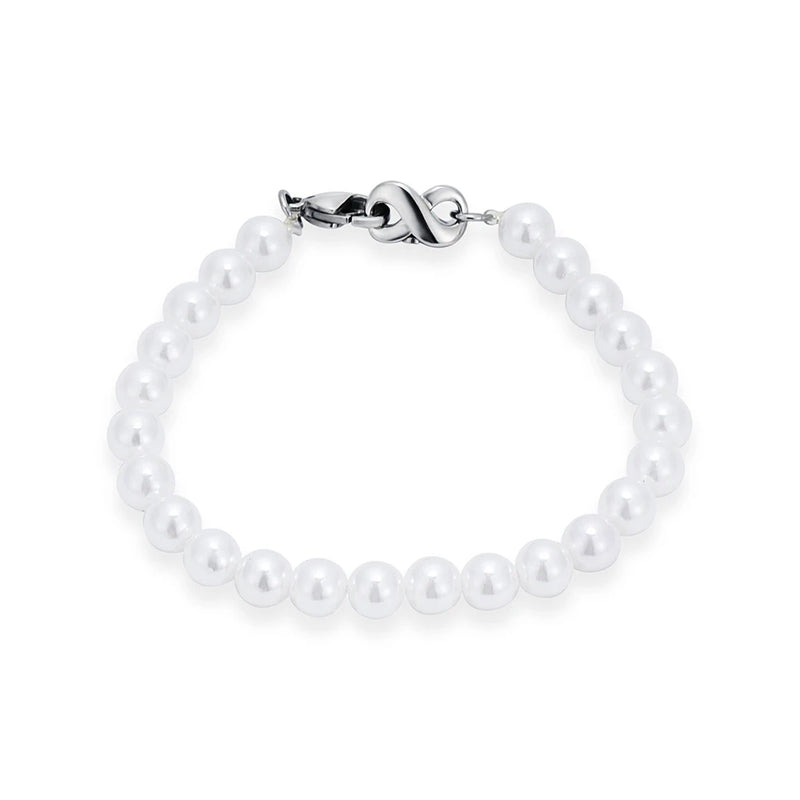 Stainless Steel Infinity Cremation Urn Bracelet with Pearl - Women's Keepsake