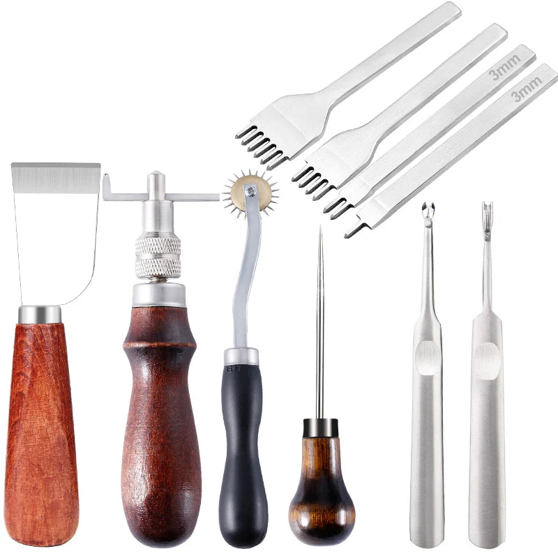 LMDZ Leather Craft Tools Kit Stitching Punch Carving Work Groover Set
