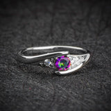 Colorful Zirconia Crystal Rings Tibetan Silver Jewelry LR035