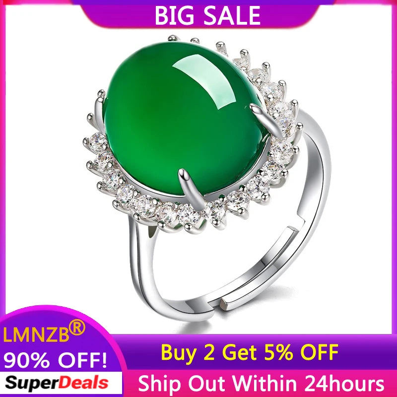 Tibetan Silver Emerald Zircon Resizable Ring for Women